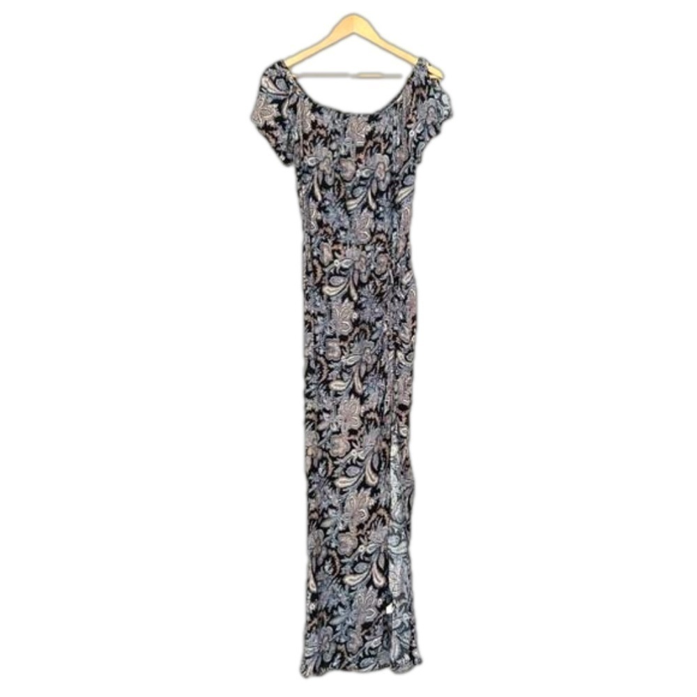 Aqua Bloomingdale’s Paisley print pattern Sun Dress with Slit nwt medium maxi - Picture 1 of 9